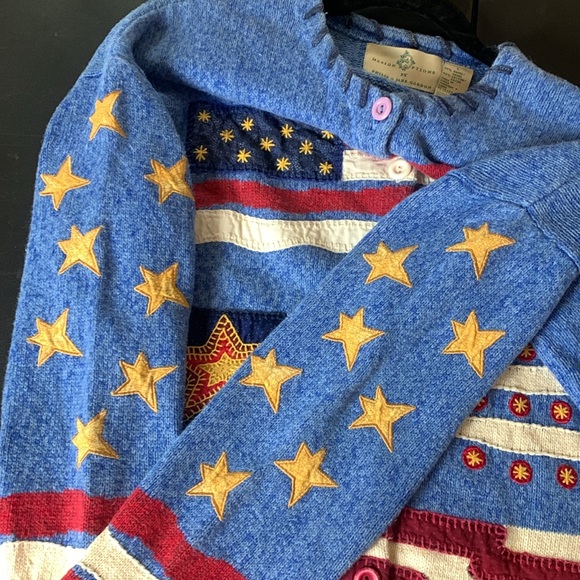 Design Options By Philip & Jane Gordon Patriotic Cardigan Sweater As Is - Picture 11 of 16